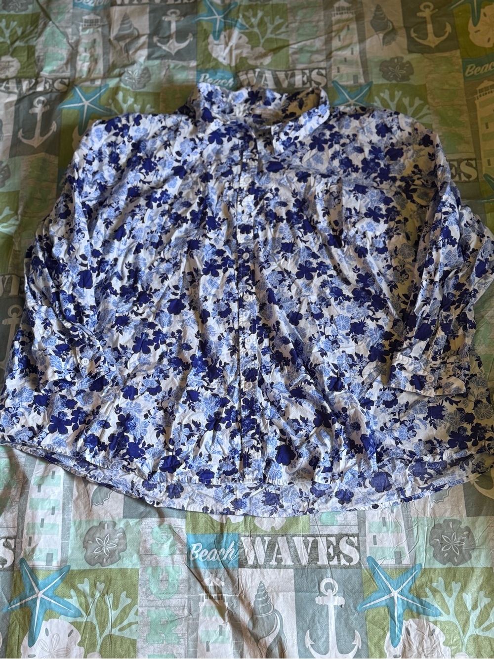 Woman Within Plus Size Shirt Long Sleeves Size 5X 38/40 Floral Print